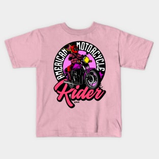 american motorcycle rider girl Kids T-Shirt